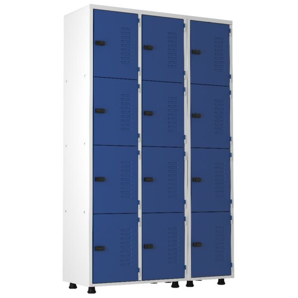 Armário Roupeiro Aço 12 portas Academia Guarda-Volume Organizador EA715002 Azul