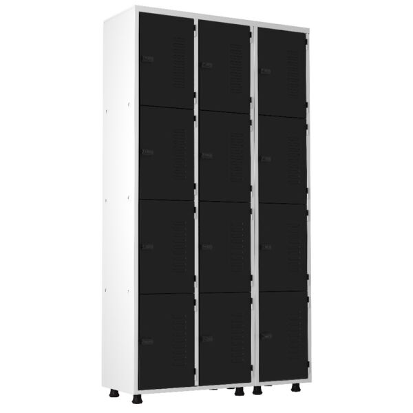 Armário Roupeiro Aço 12 portas Academia Guarda-Volume Organizador EA715003 Preto