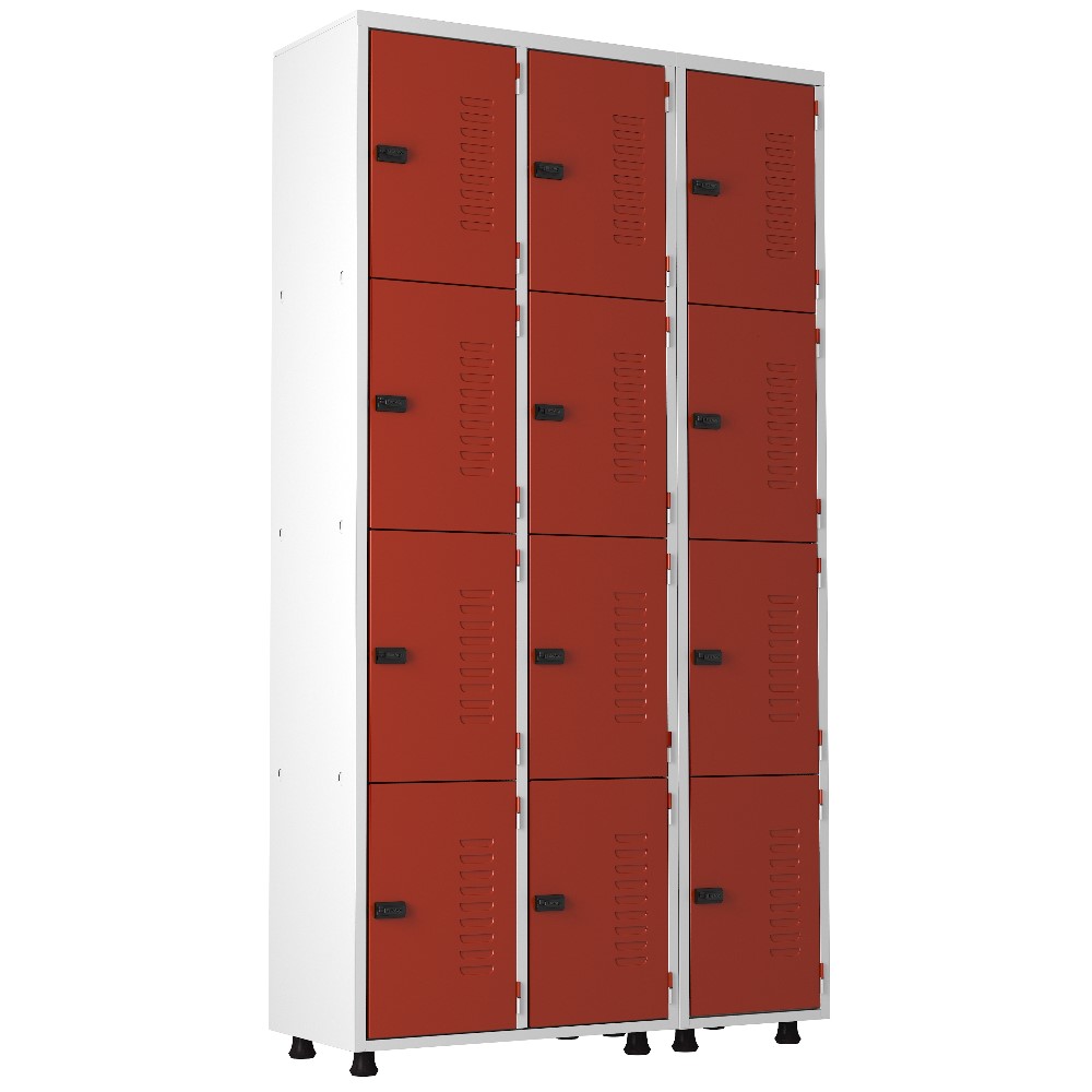 Armário Roupeiro Aço 12 portas Academia Guarda-Volume Organizador EA715004 Vermelho