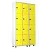 roupeiro de aço 12 portas organizador vestiário guarda volumes academia guardador cadeado pitao amarelo