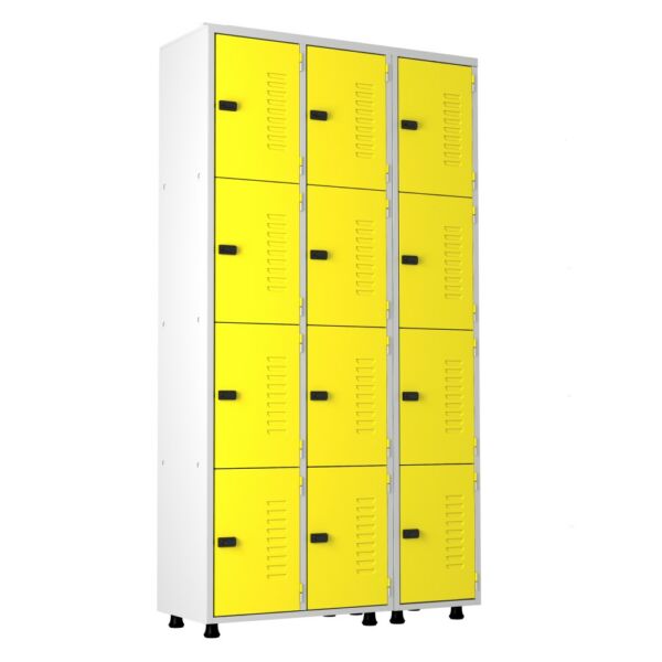 Armário Roupeiro Aço 12 portas Academia Guarda-Volume Organizador EA715005 Amarelo