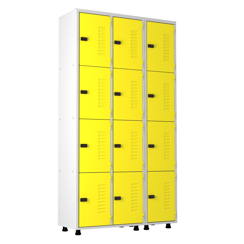 Armário Roupeiro Aço 12 portas Academia Guarda-Volume Organizador EA715005 Amarelo