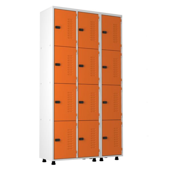 Armário Roupeiro Aço 12 portas Academia Guarda-Volume Organizador EA715006 Laranja