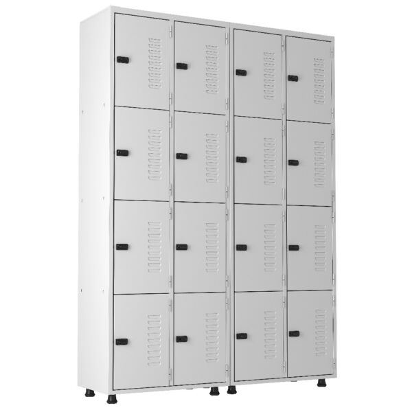 Armário Roupeiro Aço 16 portas Academia Guarda-Volume Organizador EA716001 Cinza