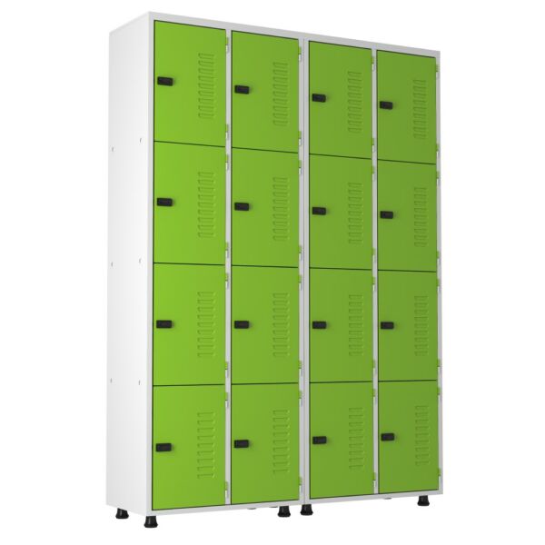 Armário Roupeiro Aço 16 portas Academia Guarda-Volume Organizador EA716007 Verde