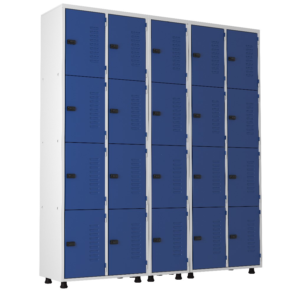 Armário Roupeiro Aço 20 portas Academia Guarda-Volume Organizador EA717002 Azul