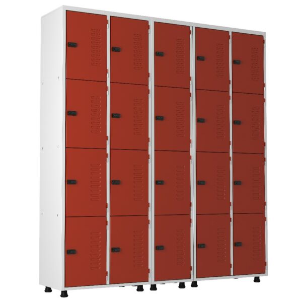 Armário Roupeiro Aço 20 portas Academia Guarda-Volume Organizador EA717004 Vermelho