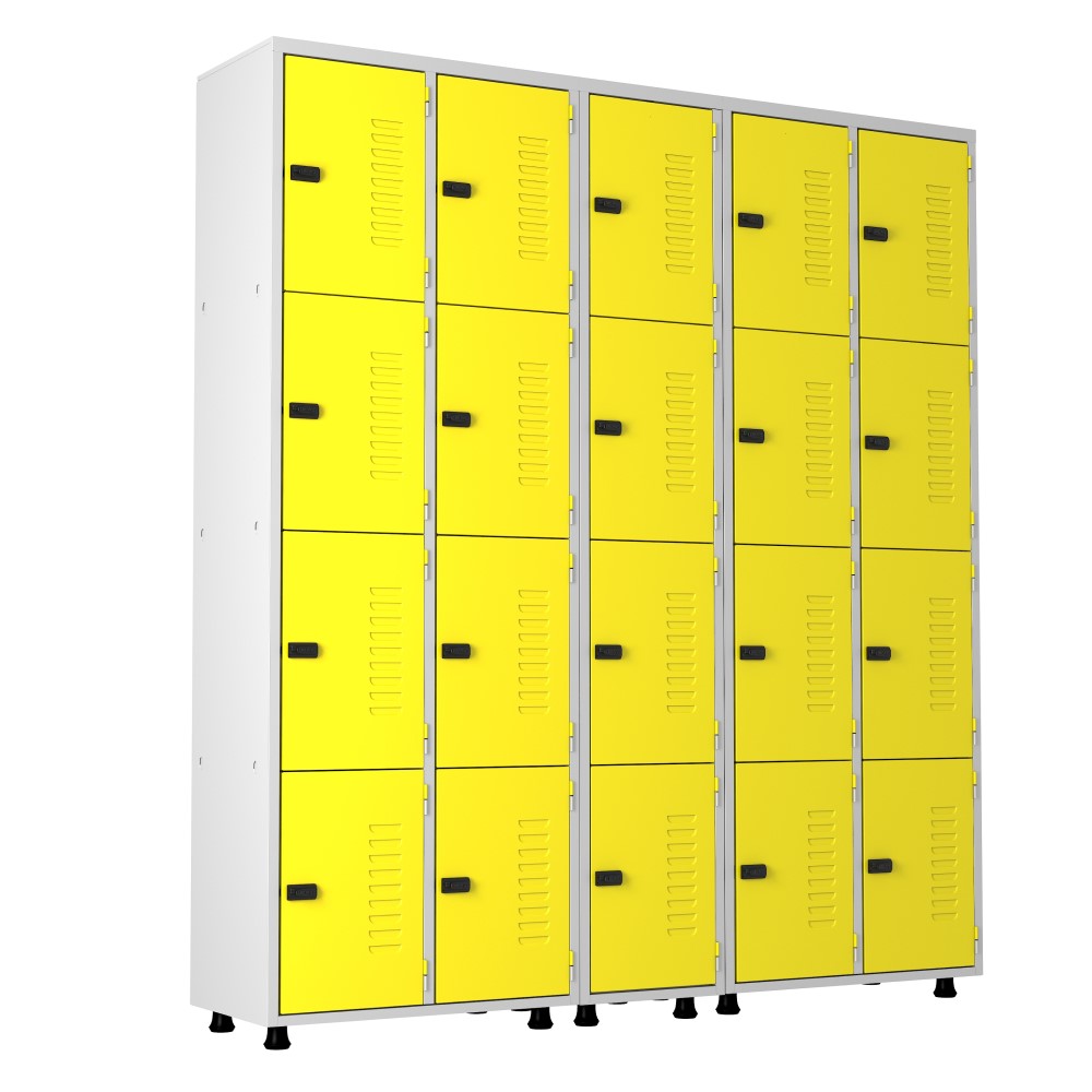 Armário Roupeiro Aço 20 portas Academia Guarda-Volume Organizador EA717005 Amarelo