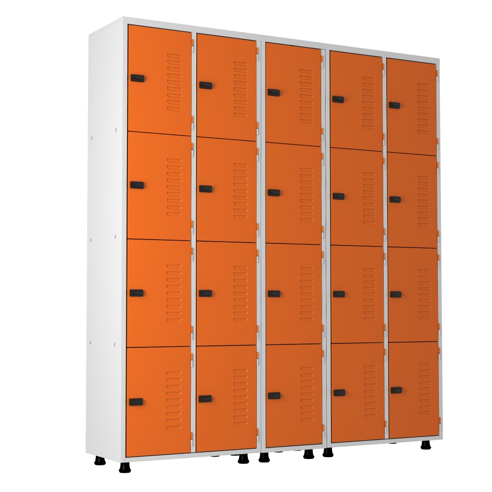 Armário Roupeiro Aço 20 portas Academia Guarda-Volume Organizador EA717006 Laranja