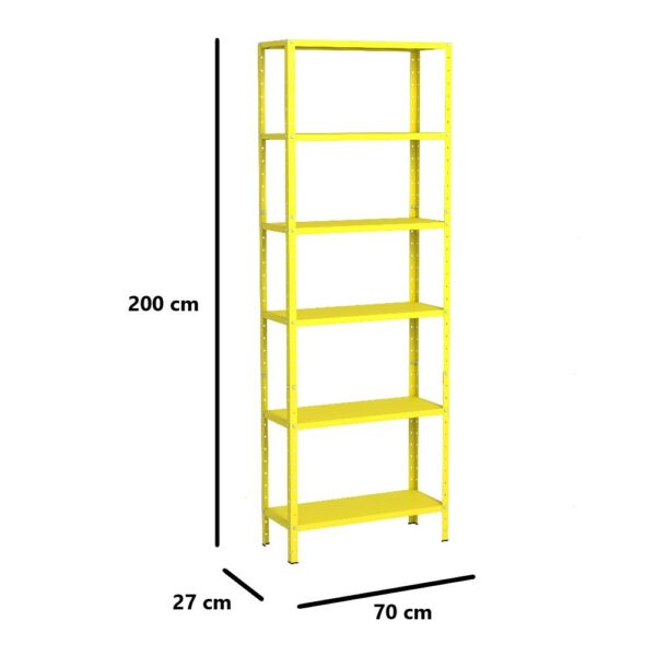 Estante de Aço Multiuso Livros Decorações Ferramentas 06 Prateleiras 2 metros Amarelo