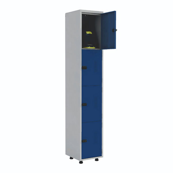 Armário Roupeiro Aço 04 portas Academia Guarda-Volume Organizador EA701002 Azul