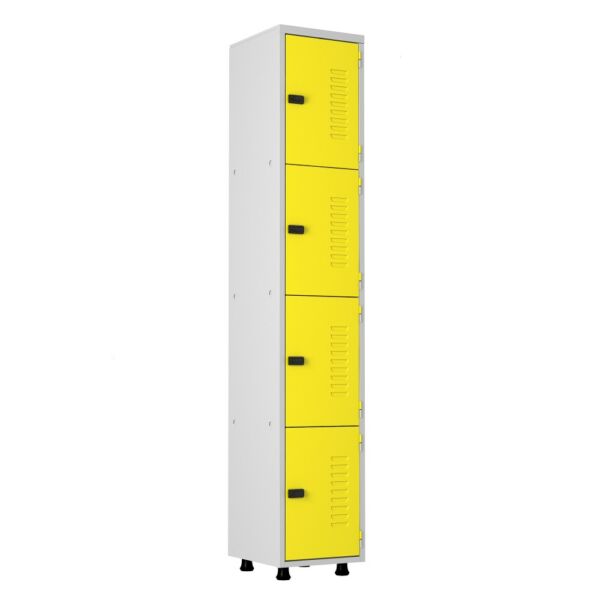 Armário Roupeiro Aço 04 portas Academia Guarda-Volume Organizador EA701025 Amarelo