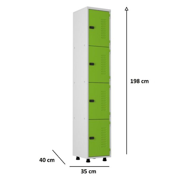 roupeiro de aço 4 portas organizador vestiário guarda volumes academia guardador cadeado pitao verde