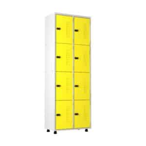 Armário Locker Roupeiro Aço 08 portas Academia Guarda Volume Organizador Fechadura EA702028 Amarelo