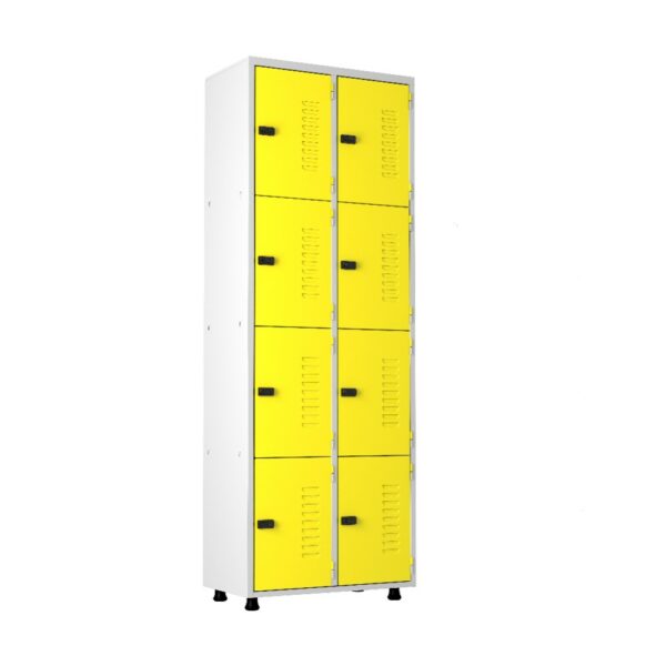 Armário Locker Roupeiro Aço 08 portas Academia Guarda Volume Organizador Fechadura EA702028 Amarelo