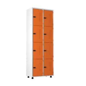 Armário Locker Roupeiro Aço 08 portas Academia Guarda Volume Organizador Fechadura EA702029 Laranja