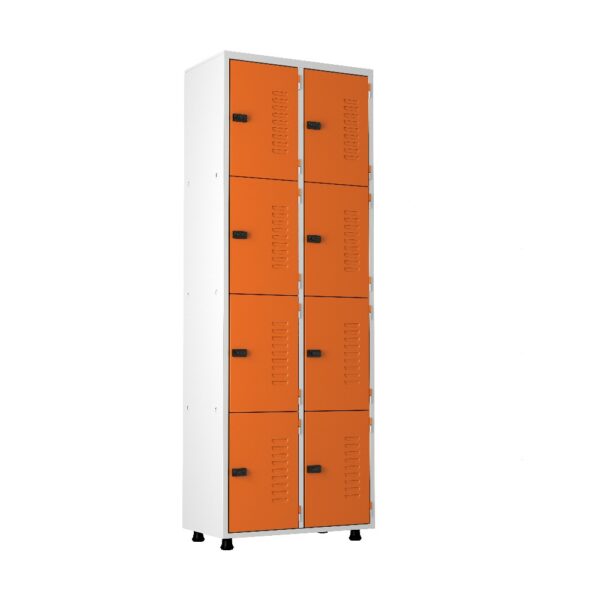 Armário Locker Roupeiro Aço 08 portas Academia Guarda Volume Organizador Fechadura EA702029 Laranja