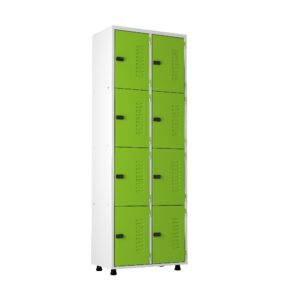 Armário Locker Roupeiro Aço 08 portas Academia Guarda Volume Organizador Fechadura EA702030 Verde