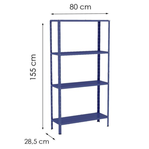 Estante de Aço Multiuso Livros Decorações Ferramentas 4 Prateleiras Azul