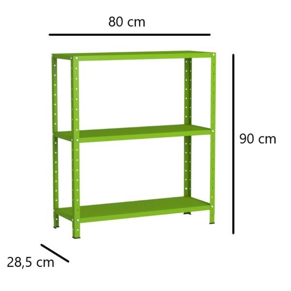 Estante de Aço Multiuso Livros Decorações Ferramentas 3 Prateleiras Verde