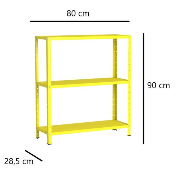 Estante de Aço Multiuso Livros Decorações Ferramentas 3 Prateleiras Amarelo