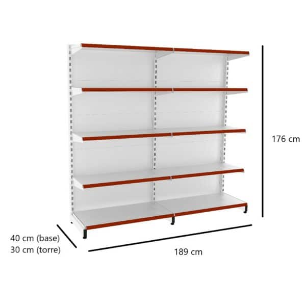 gondola de parede 1 inicio + 1 continuacao branca porta eituqeta vermelho medidas
